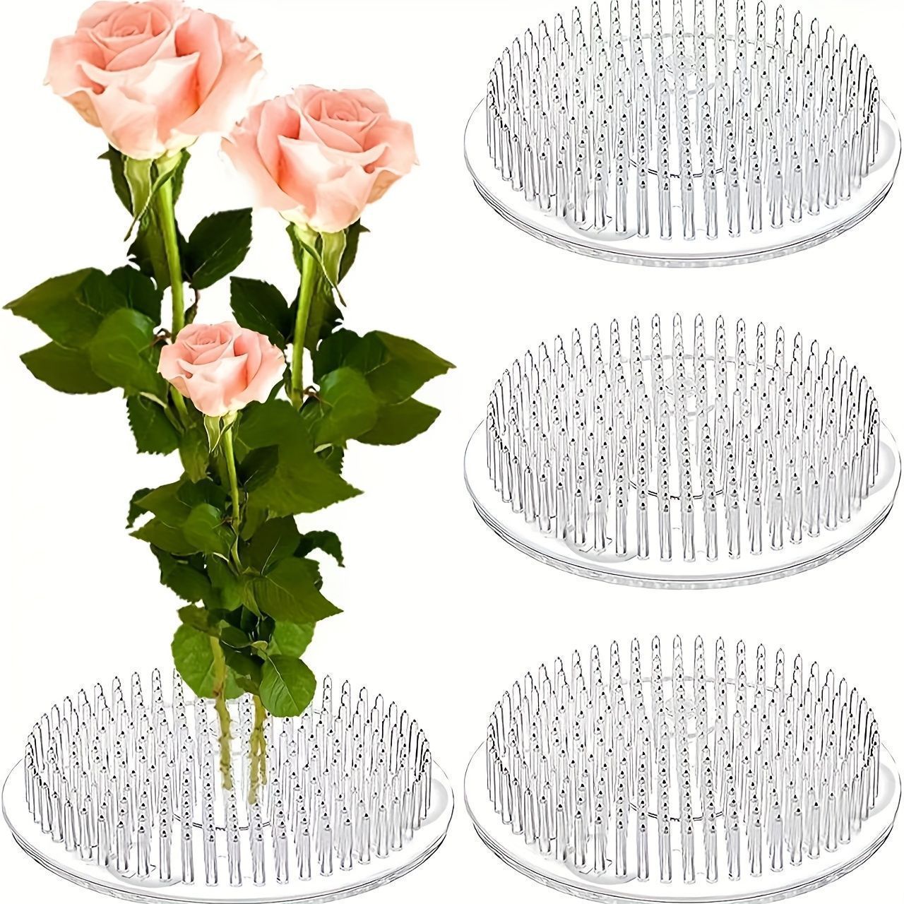 Florist Supply Bulk - 원형 이케바나 줄기 홀더 흡착판 투명