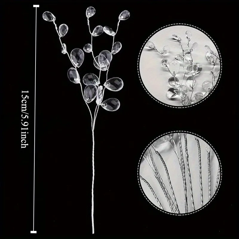 10개/20개 세트의 아크릴 비즈 꽃 줄기, 크리스털  - Florist Supply Bulk 리뷰 및 가격